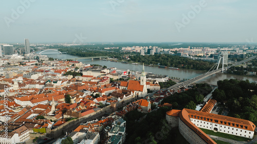 Photography Bratislava old town view castle and city church in city centre