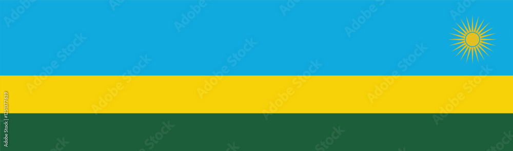 Flag of Rwanda. Rwanda flag long banner digital vector illustration Flag of Rwanda. Rwanda flag long banner digital vector illustration