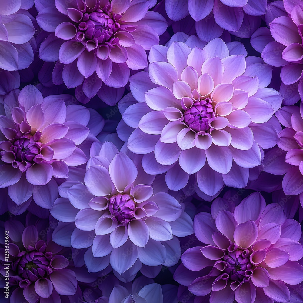 Obraz premium Captivating Close Up of Purple Dahlia Flowers in Full Bloom Displaying Delicate Petals and Texture