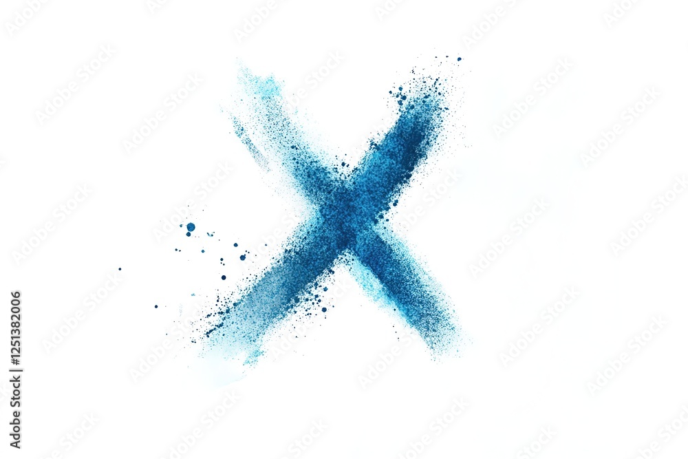 Dramatic Blue Powder Exploding into the Letter X Dramatic Blue Powder Exploding into the Letter X