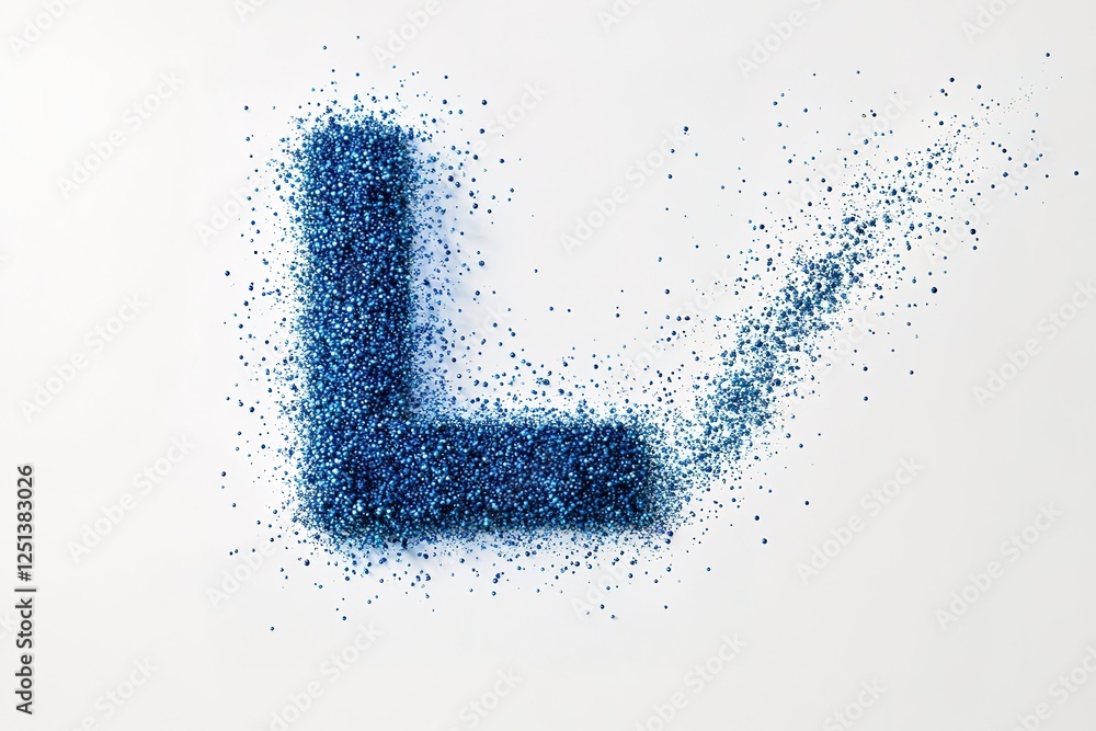 A vibrant blue glitter letter A vibrant blue glitter letter