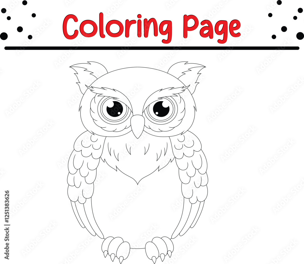 Fototapeta premium Owl coloring book page for kids
