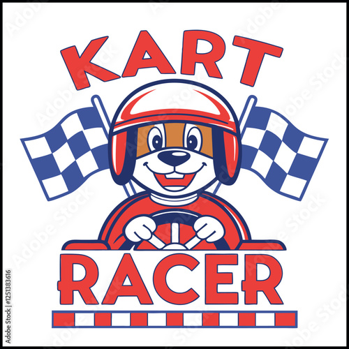 Kart Racer - Cute Cartoon Dog Go-Karting T-Shirt