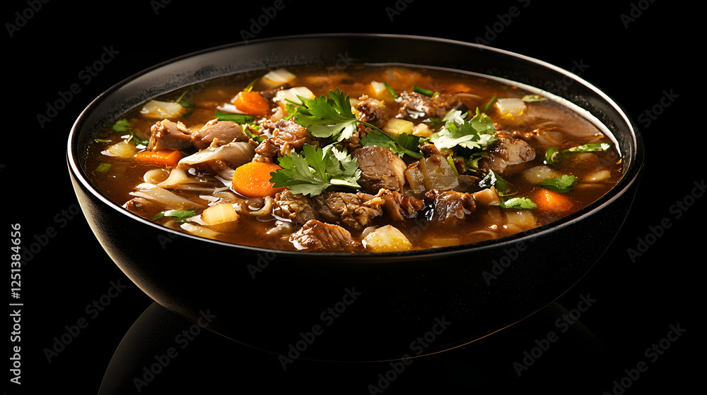 High Resolution Print Ad Shot of Authentic Thai Kuay Teow Noodle Soup with Fresh Ingredients in Bowl High Resolution Print Ad Shot of Authentic Thai Kuay Teow Noodle Soup with Fresh Ingredients in Bowl