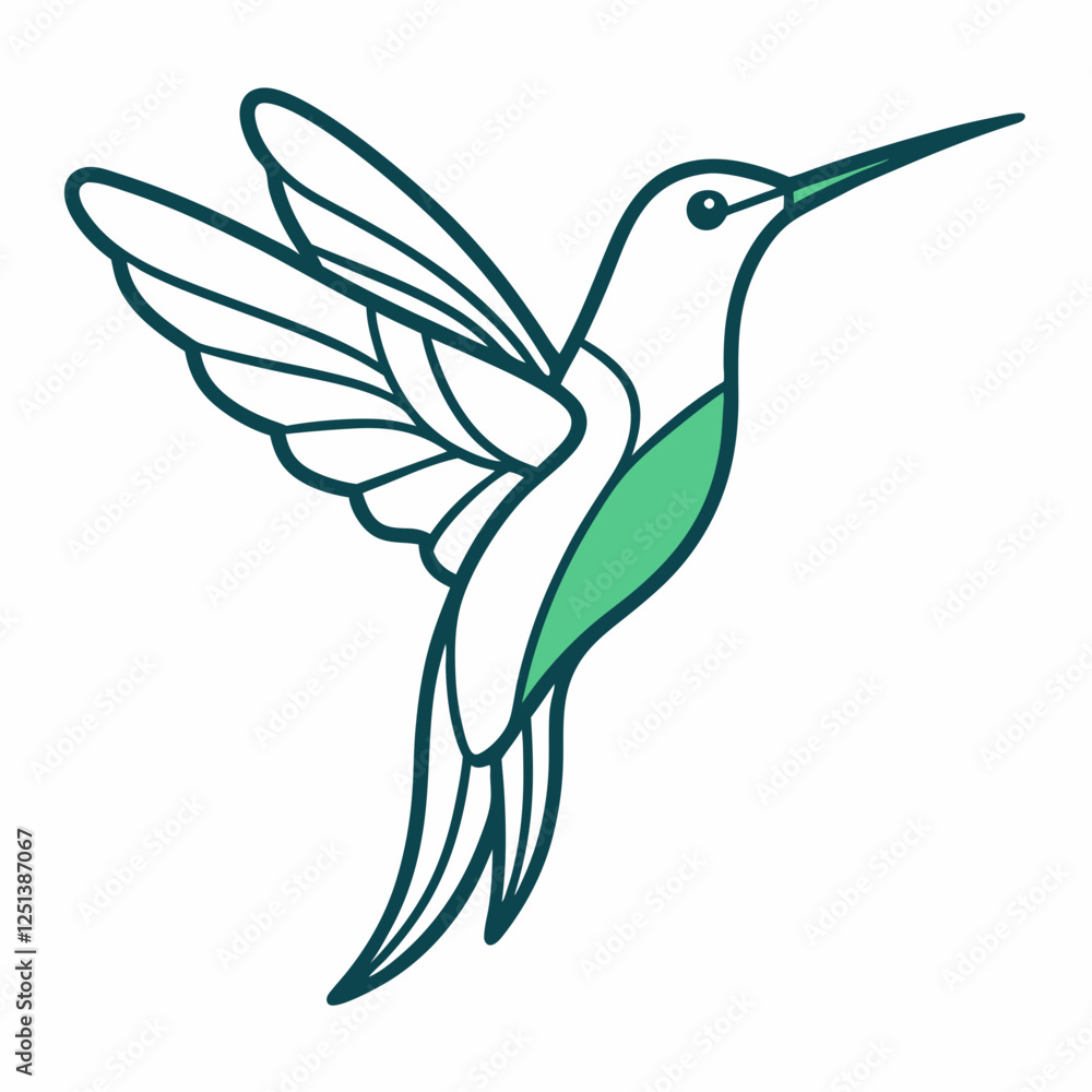 Fototapeta premium Simple a Kingfisher line art vector white background