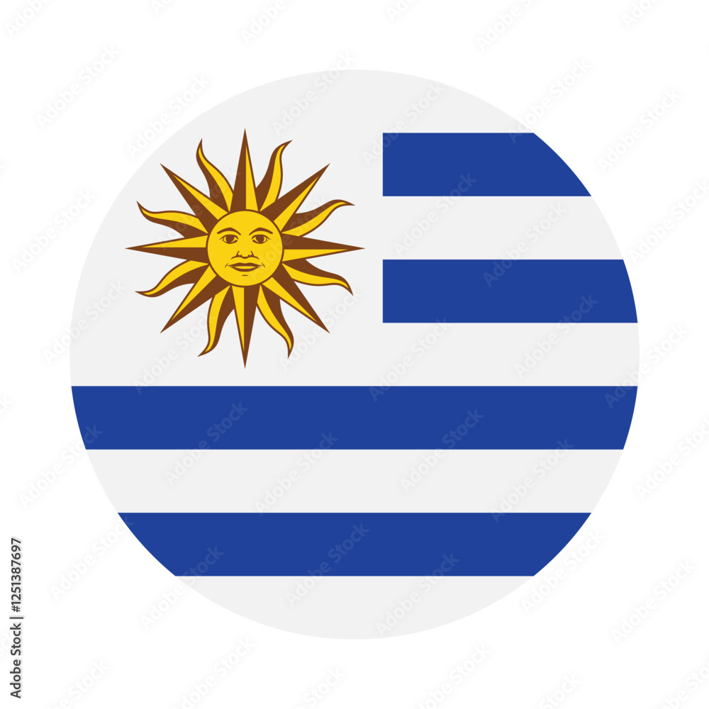 Fototapeta premium Flag of Uruguay. Uruguay circle flag logo icon digital vector illustration