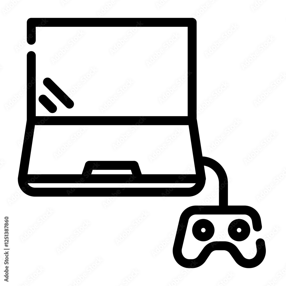 gaming laptops cut line icon