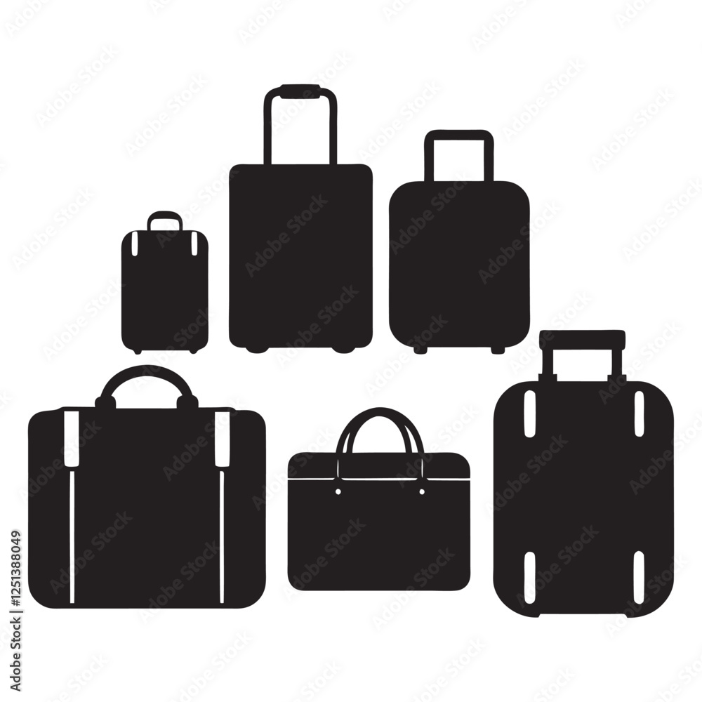 Bag silhouettes set suitcase pack of vector silhouette design Bag silhouettes set suitcase pack of vector silhouette design