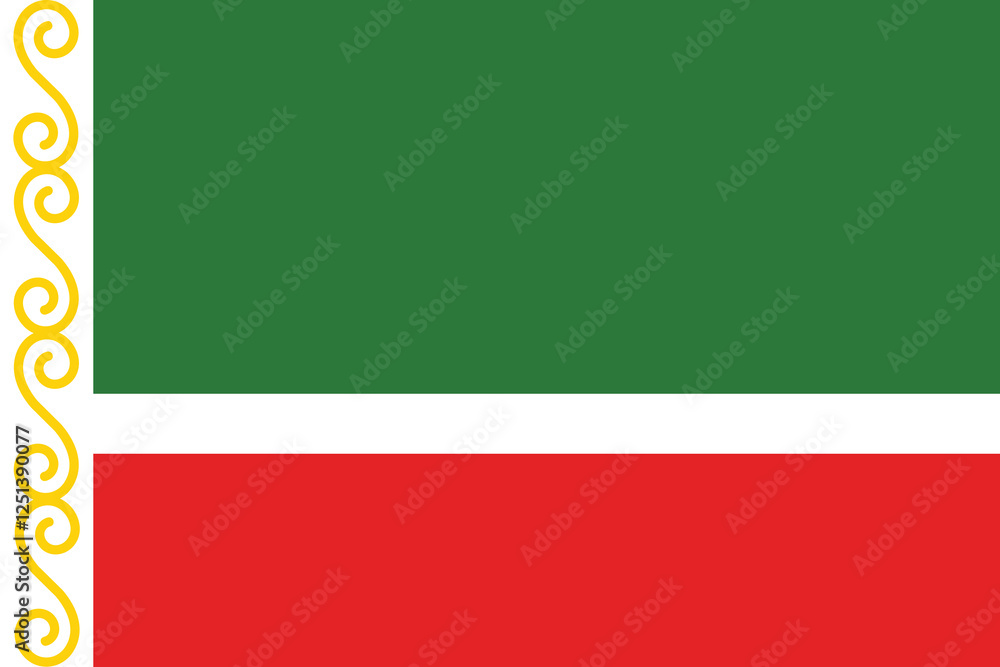 Obraz premium Flag of Chechnya. Chechnya flag. The official ratio. Flag icon. Standard color. Standard size. A rectangular flag. Vector illustration.