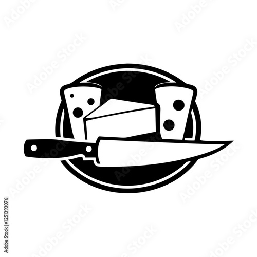 vector illustration of cheese and knife