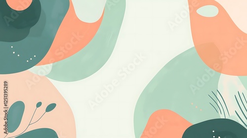 Abstract Organic Shapes Pastel Color Background Design