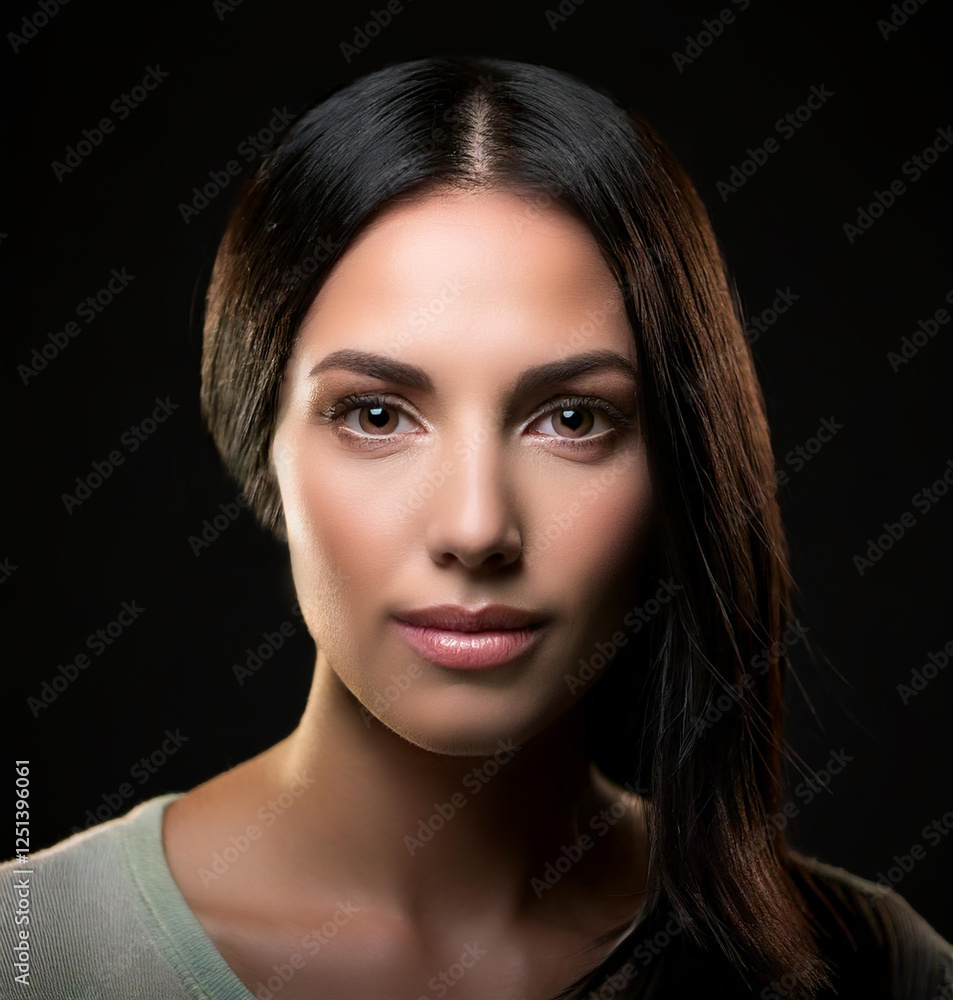 Expressive young woman with long dark hair Expressive young woman with long dark hair