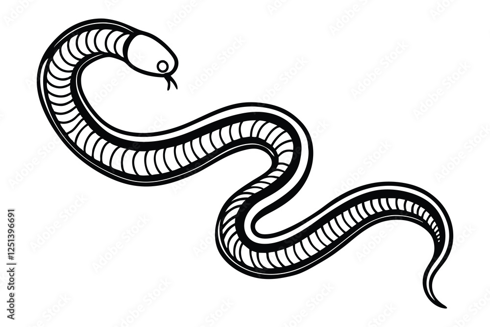 Fototapeta premium Silhouette of earthworm isolated on a white background