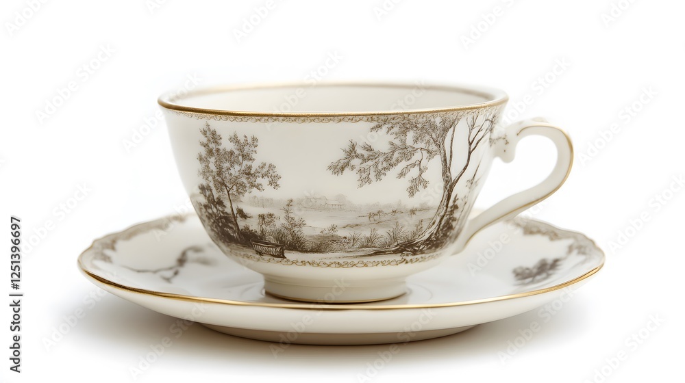 A white porcelain teacup with saucer, isolated on white A white porcelain teacup with saucer, isolated on white