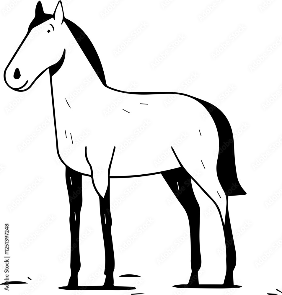 Obraz premium simple vector design horse illustration