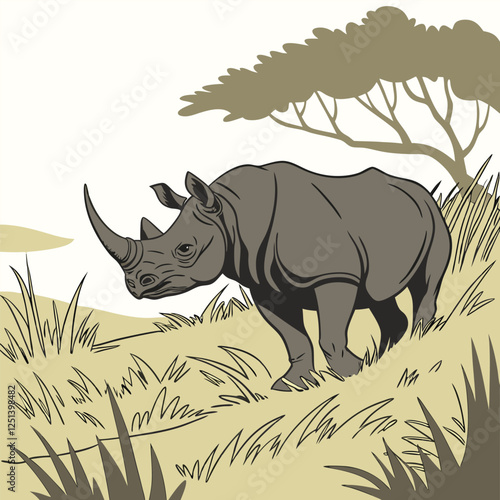 rhino in the grass