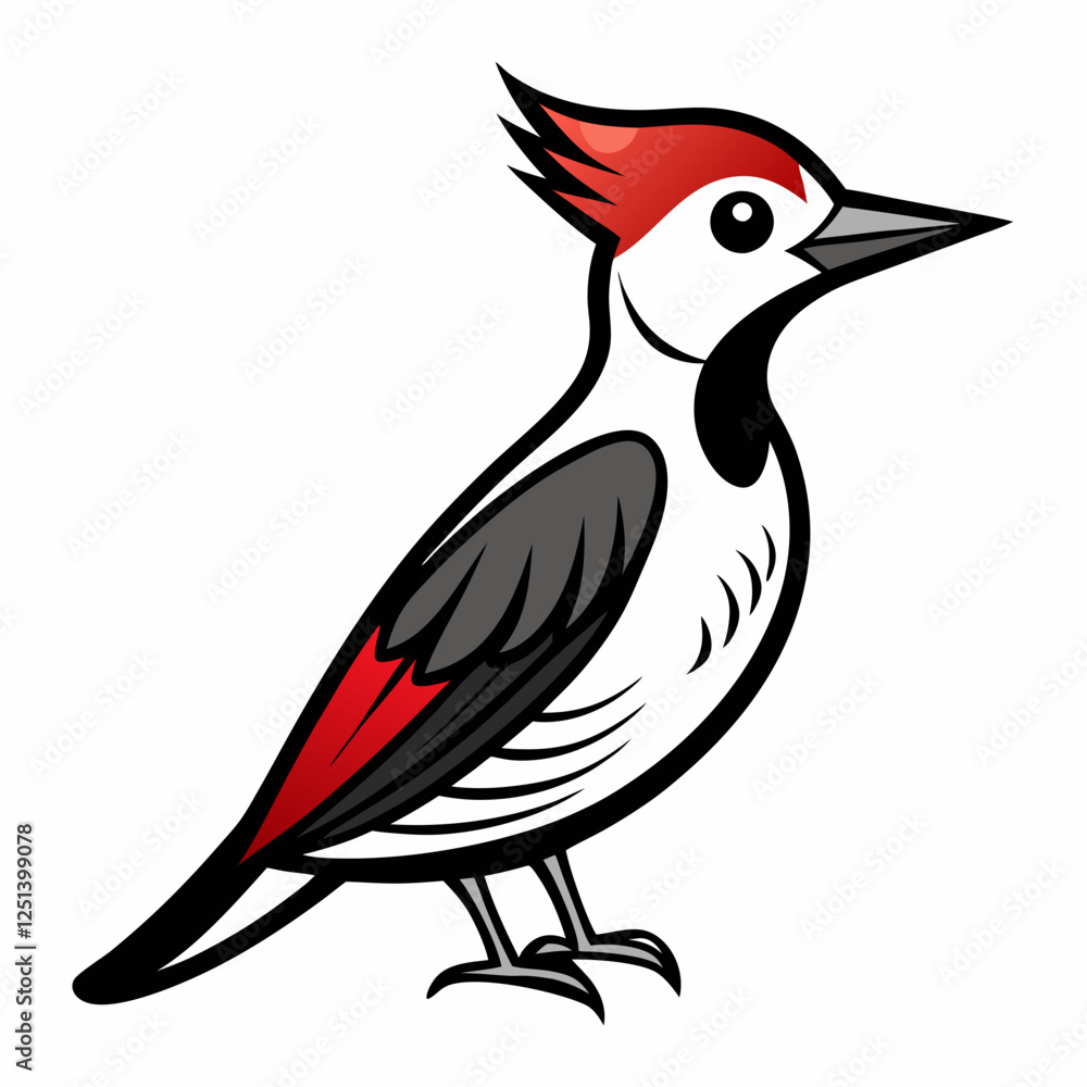 Fototapeta premium Simple a Woodpecker line art vector white background
