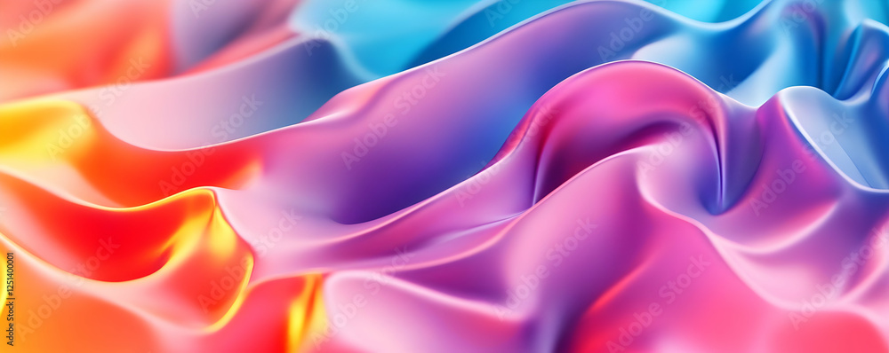 Obraz premium Colorful, flowing fabric waves in vibrant hues creating a dynamic background