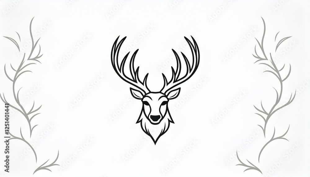 Obraz premium Head of deer edgy outline icon symbol graphic