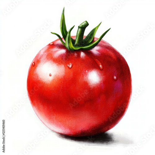 Wallpaper Mural Vibrant Red Tomato with Fresh Green Stem Captured in Detailed Close-Up Photography Torontodigital.ca