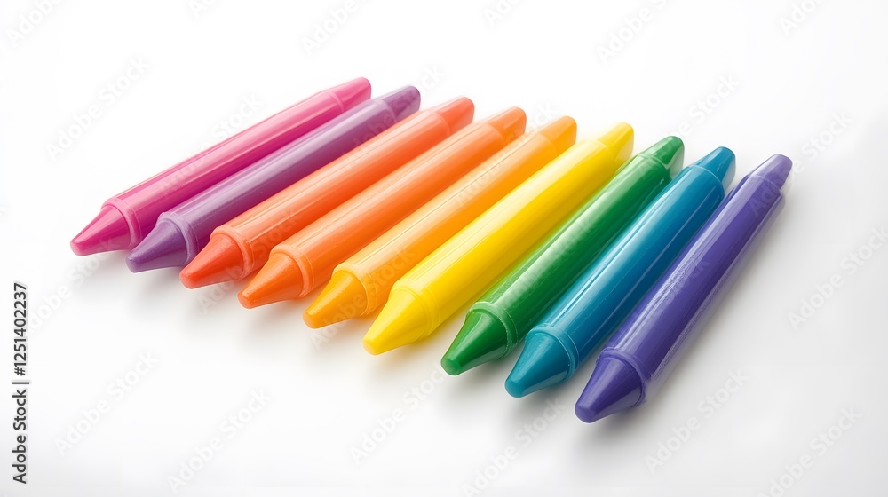 A set of colorful crayons, isolated on white A set of colorful crayons, isolated on white