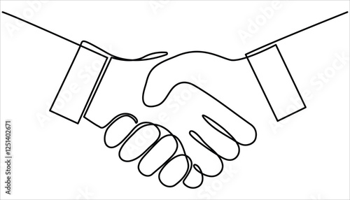 Handshake continuous one line drawing. wo businessmen shaking hands. Continuous one line drawing illustration vector. One line drawing of a handshake drawn with a single line.
