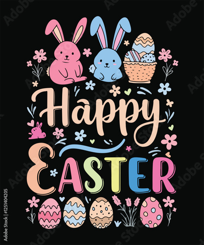 Happy easter day typography easter t shirt design vector