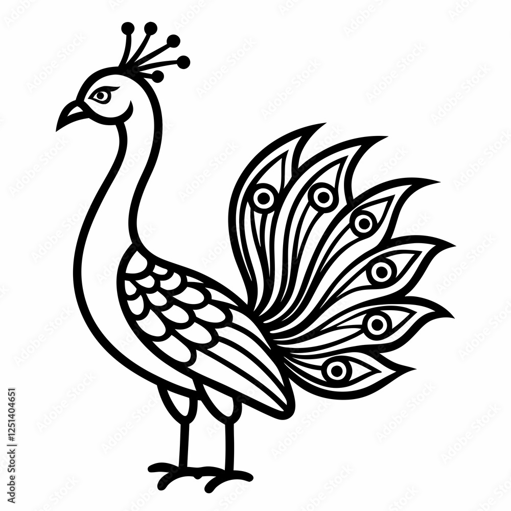 Fototapeta premium Simple a Peacock line art vector white background