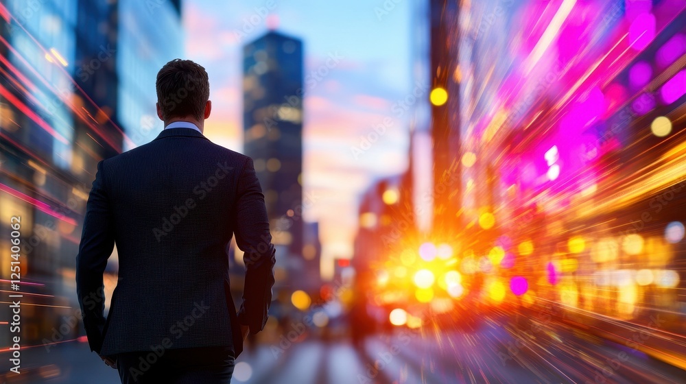 Urban Business Scene with Professional Man in a Dynamic City Landscape Urban Business Scene with Professional Man in a Dynamic City Landscape