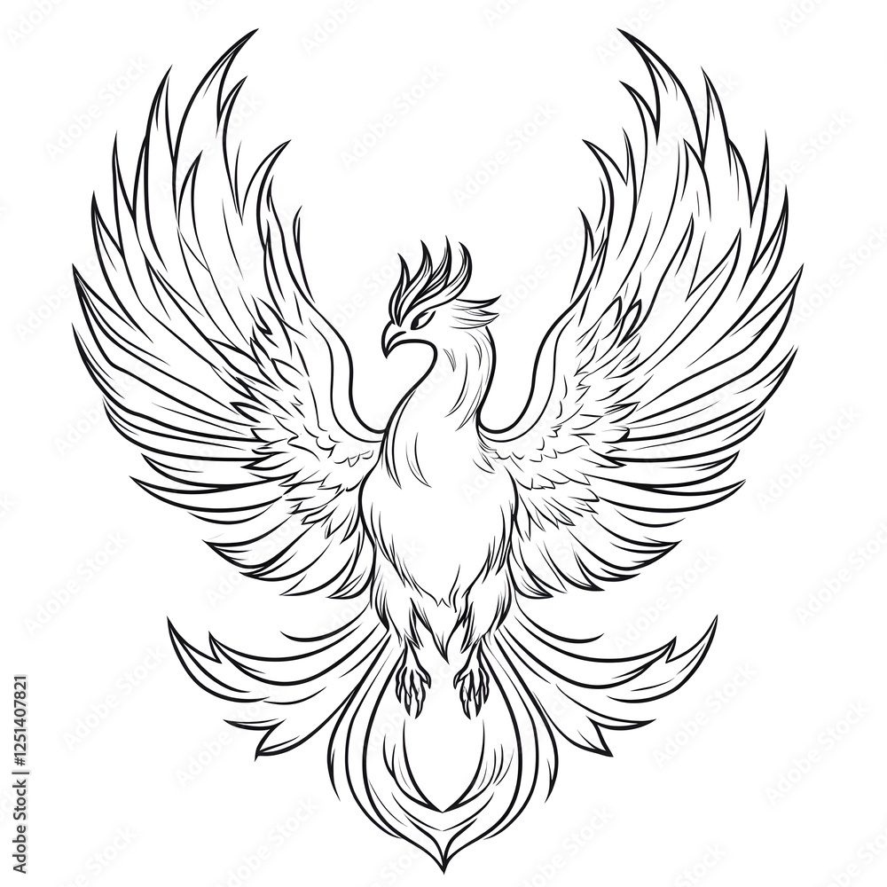 Obraz premium Vibrant Magical Phoenix Illustration for Kids' Coloring Book