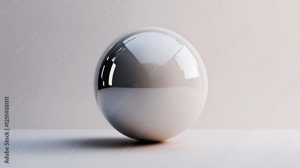 Realistic White Ball Floating In Mid-Air With Clear Background And Smooth Reflections Realistic White Ball Floating In Mid-Air With Clear Background And Smooth Reflections