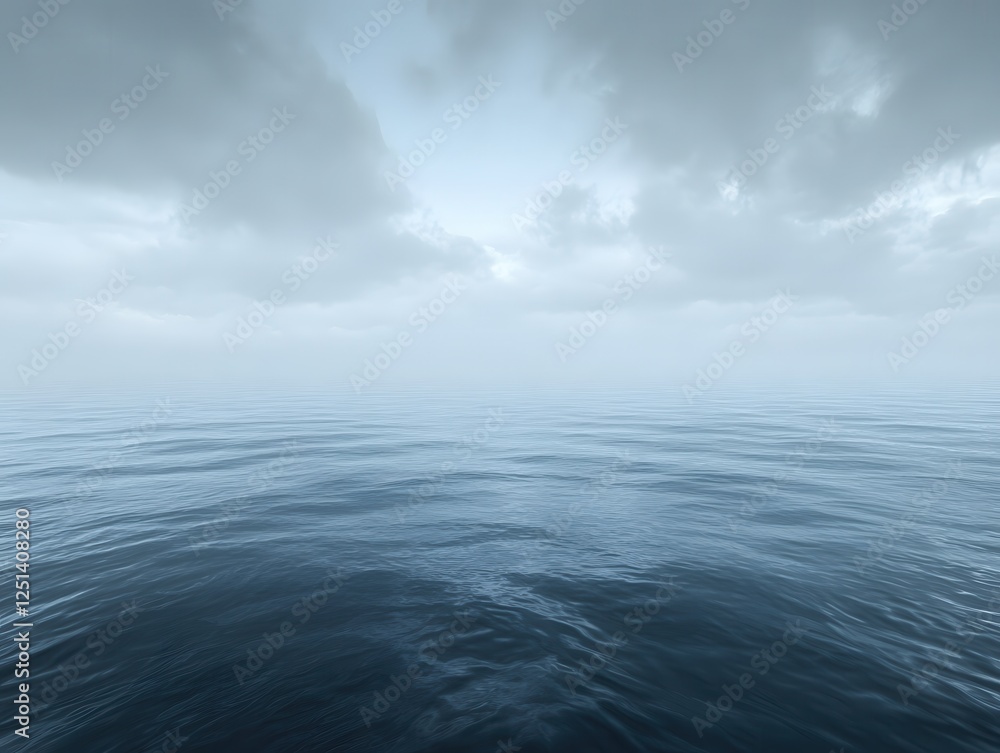 Obraz premium Serene ocean vista with calming waves and overcast sky creating a peaceful atmosphere