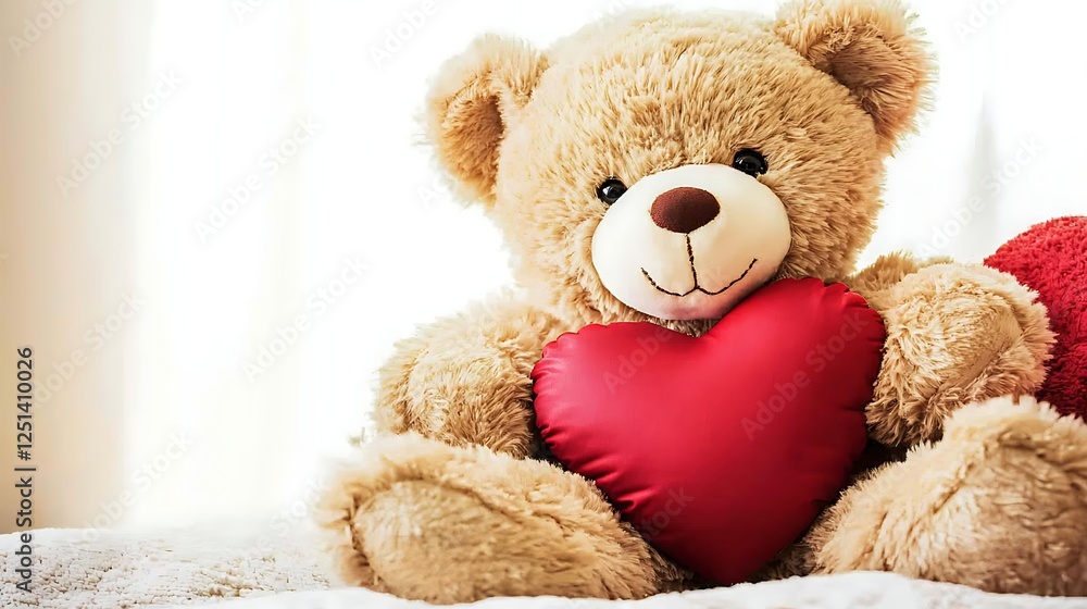 Obraz premium Teddy Bear Holding Heart