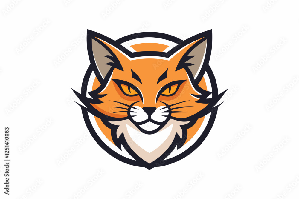 Fototapeta premium cat with cap logo vector white background
