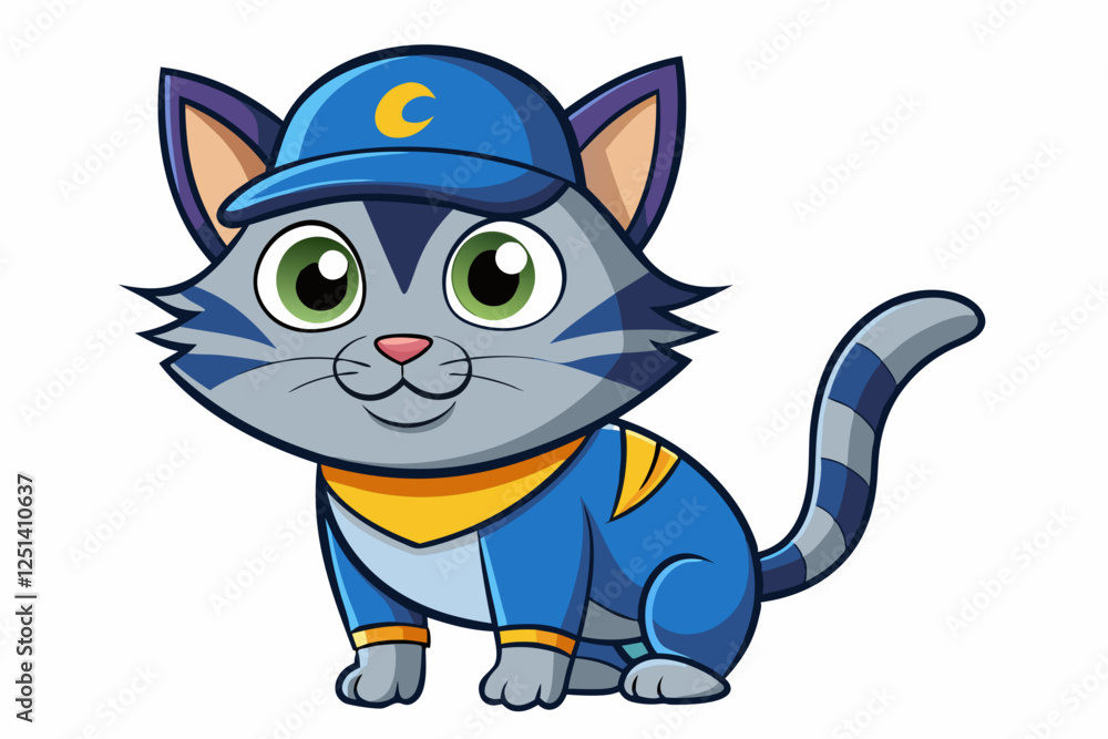 Fototapeta premium cat with cap logo vector white background