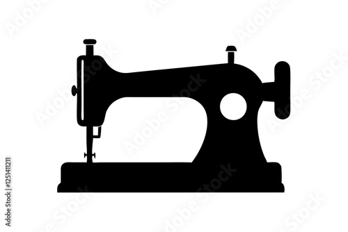 Sewing machine silhouette, sewing machine old retro vintage icon vector illustration 