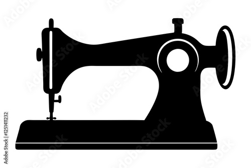 Sewing machine silhouette, sewing machine old retro vintage icon vector illustration 