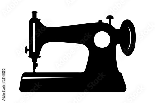 Sewing machine silhouette, sewing machine old retro vintage icon vector illustration 