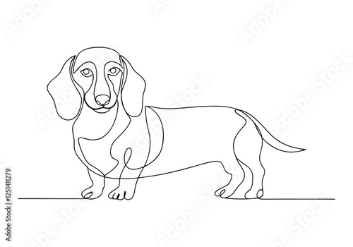 Continuous One Line Dachshund Dog | Minimalist Pet Vector Illustration