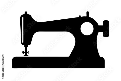 Sewing machine silhouette, sewing machine old retro vintage icon vector illustration 