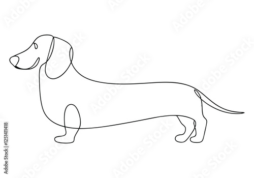 Continuous One Line Dachshund Dog | Minimalist Pet Vector Illustration