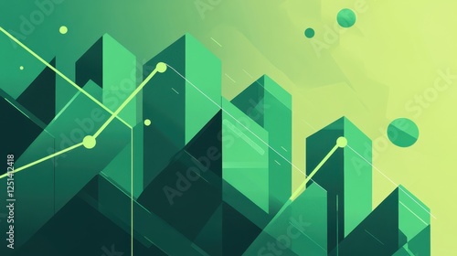 Abstract Green Financial Background with Graph Elements