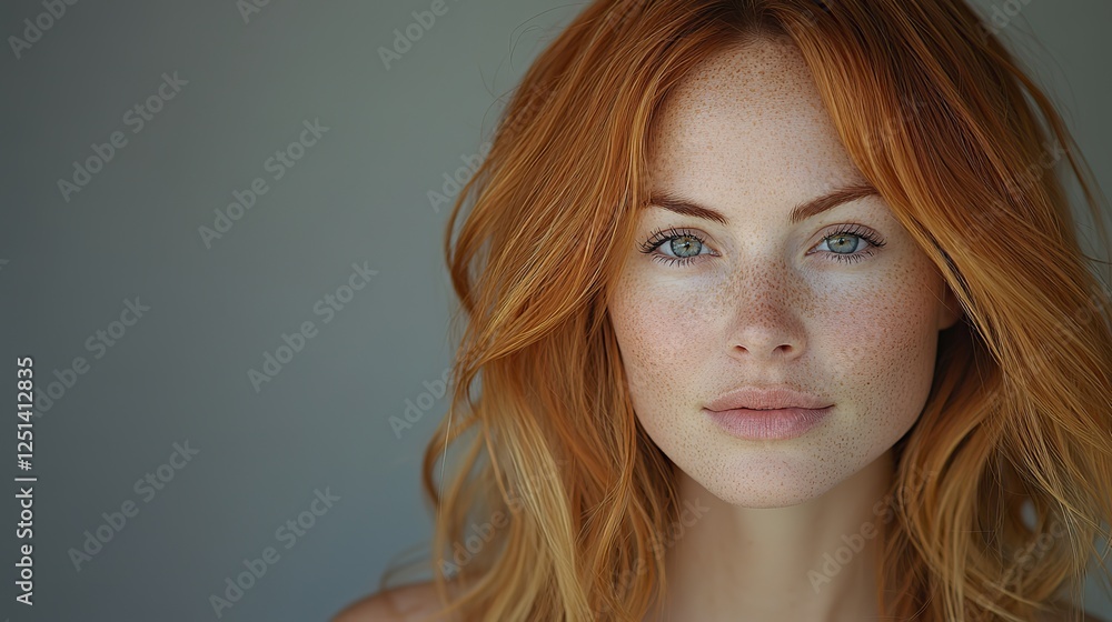 A close-up portrait of a woman with striking red hair, soft freckles, and a serene expression showcases natural beauty, elegance, and individuality. A close-up portrait of a woman with striking red hair, soft freckles, and a serene expression showcases natural beauty, elegance, and individuality.
