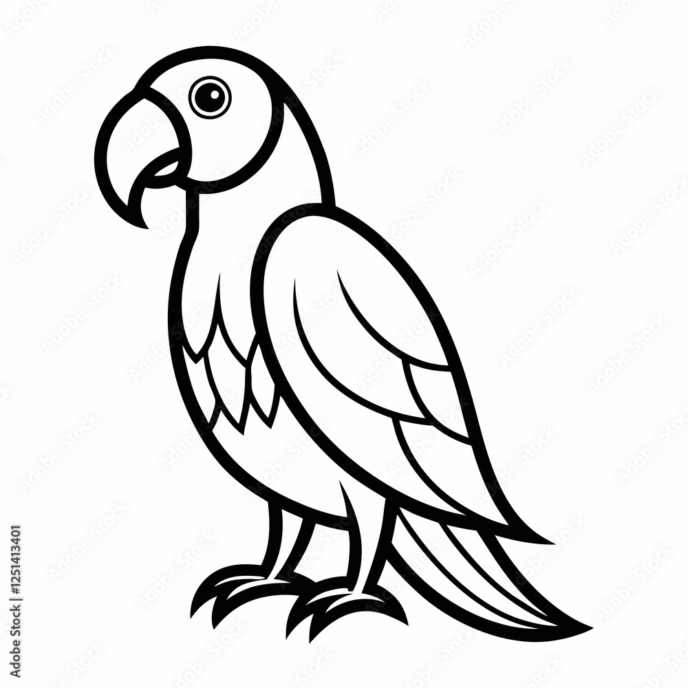 Obraz premium Simple a Parrot line art vector white background