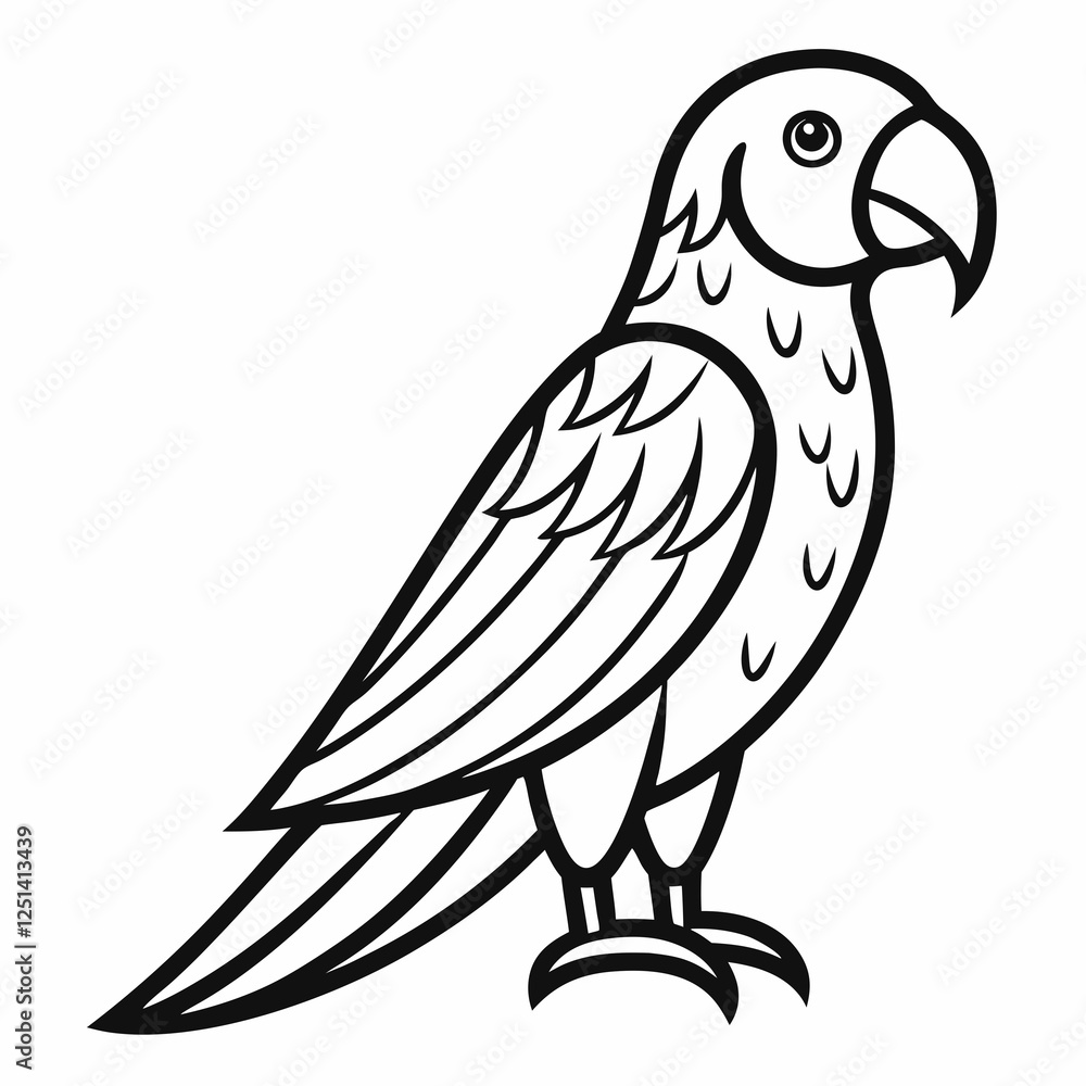 Fototapeta premium Simple a Parrot line art vector white background
