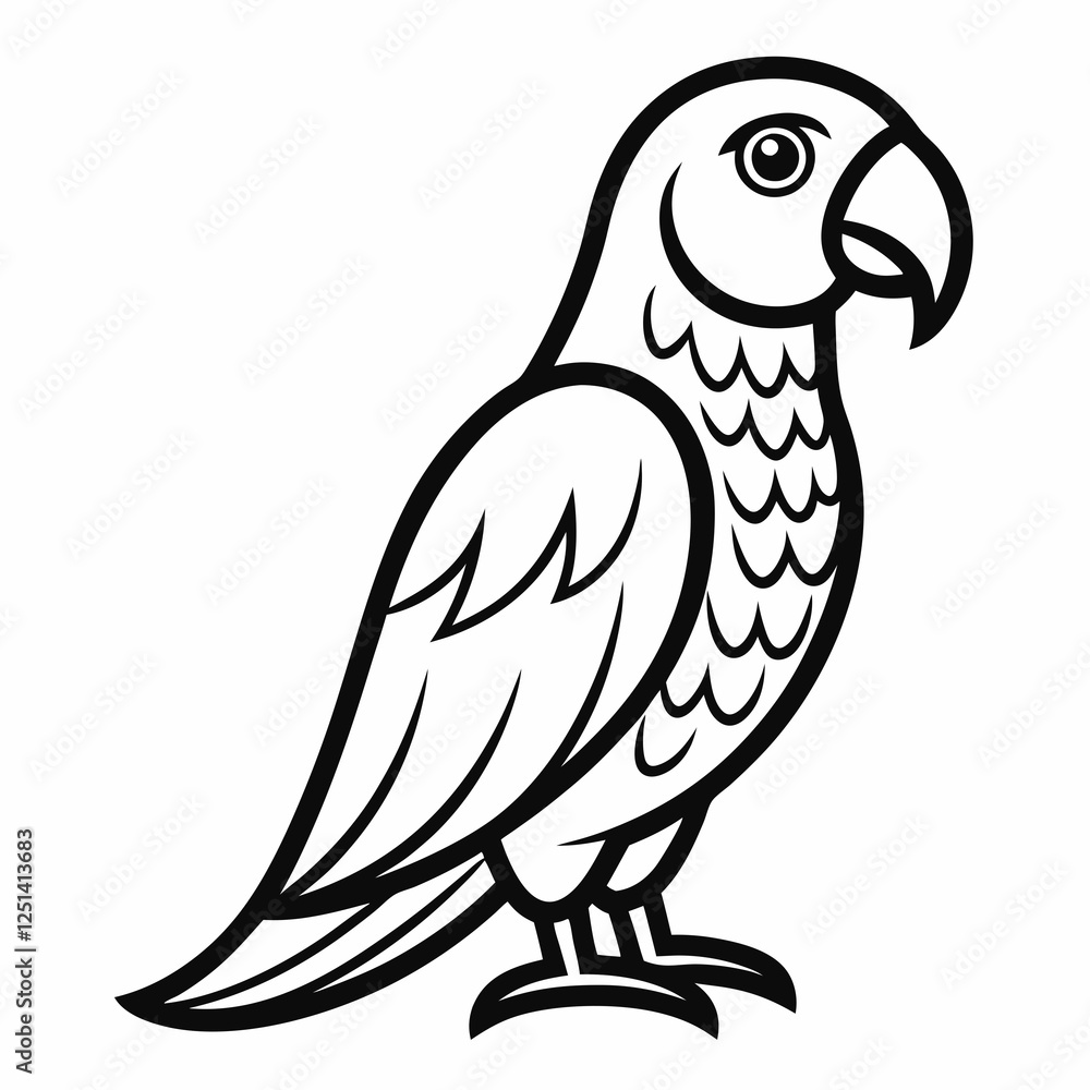 Simple a Parrot line art vector white background Simple a Parrot line art vector white background