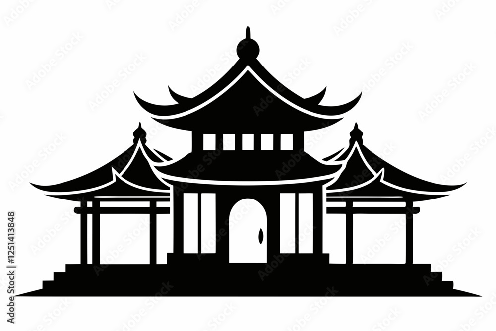 Fototapeta premium Chinese house silhouette vector illustration
