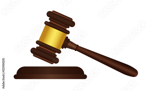 Wooden Judge Gavel and Sound Block Vector Graphics Symbolizing Justice