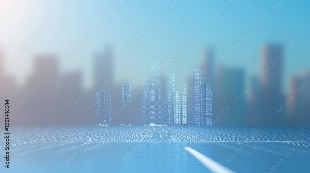Obraz premium Futuristic Cityscape with Graphical Elements