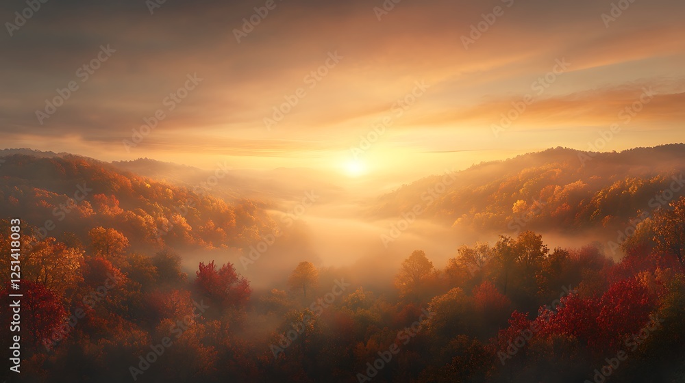 A stunning panoramic view of vibrant autumn forest trees in brilliant colors. A stunning panoramic view of vibrant autumn forest trees in brilliant colors.